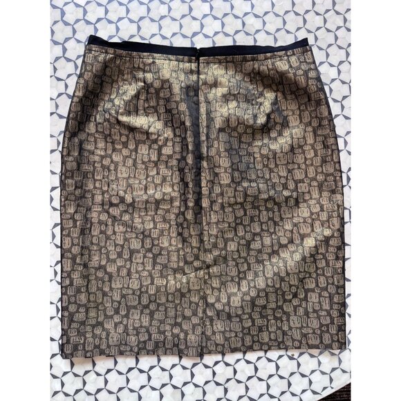 Ann Taylor Loft Metallic Jacquard Pencil Skirt Size 8 Black/Gold Polyester Blend - Picture 3 of 5